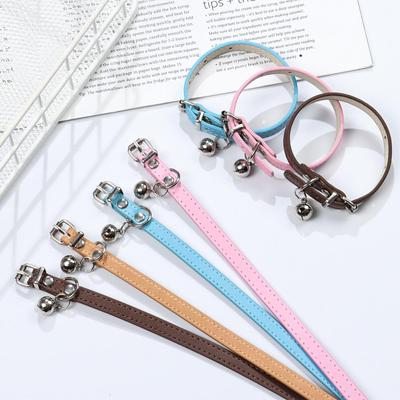 Adjustable Cat Collar Soft Leather Detachable Bell Puppy Dog Collar Kitten Puppy Necklaces Chihuahua Collars