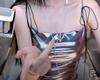 2026 Sommer-Herbst Glänzendes Silber Trägerloses Bodycon-Kleid - Sexy Spaghettiträger für Trendige Weibliche Streamer