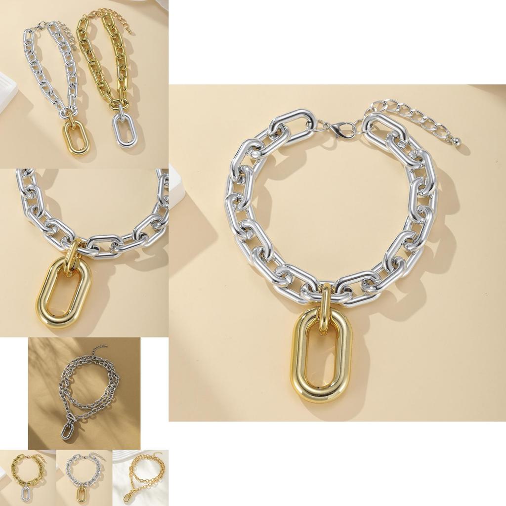 Fashionable Alloy Chain Necklace With Unique U Shape And Geometric Design For Women