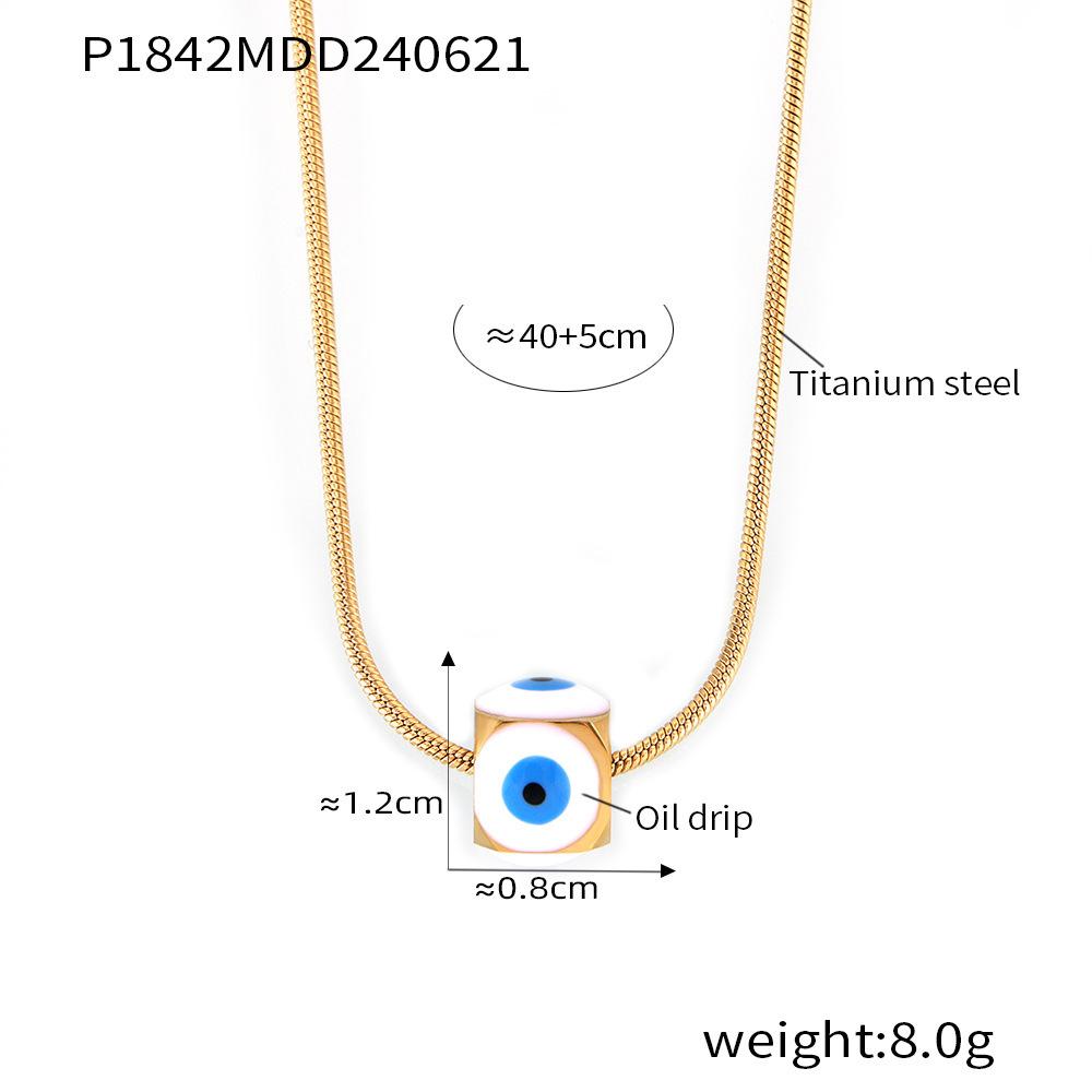 

Кулон в виде капли масла в виде сахарного кубика Devil S Eye, модное индивидуальное ожерелье из титановой стали с покрытием из 18-каратного золота