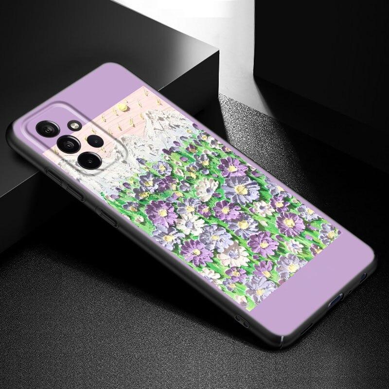 Emboss Flower Art Phone Case For Samsung Galaxy A21 A30 A50 A52 S A13 A22 A32 A33 A53 A73 5G A11 A12 A31 A51 A70 A71 A72 Cover
