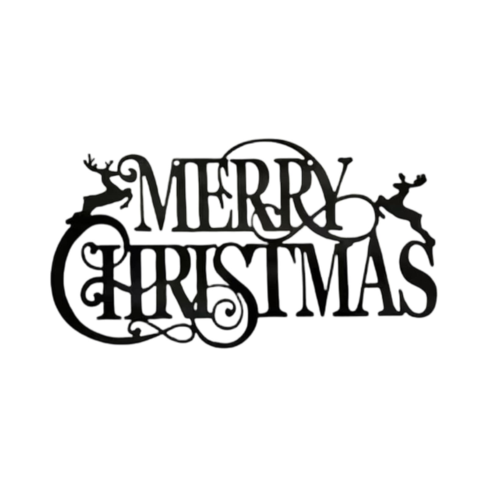 

Metal Wall Art Merry Christmas Sign Decorative Iron Wall Hanging Ornament for Indoor Outdoor Use Holiday Home Decoration one size чёрный