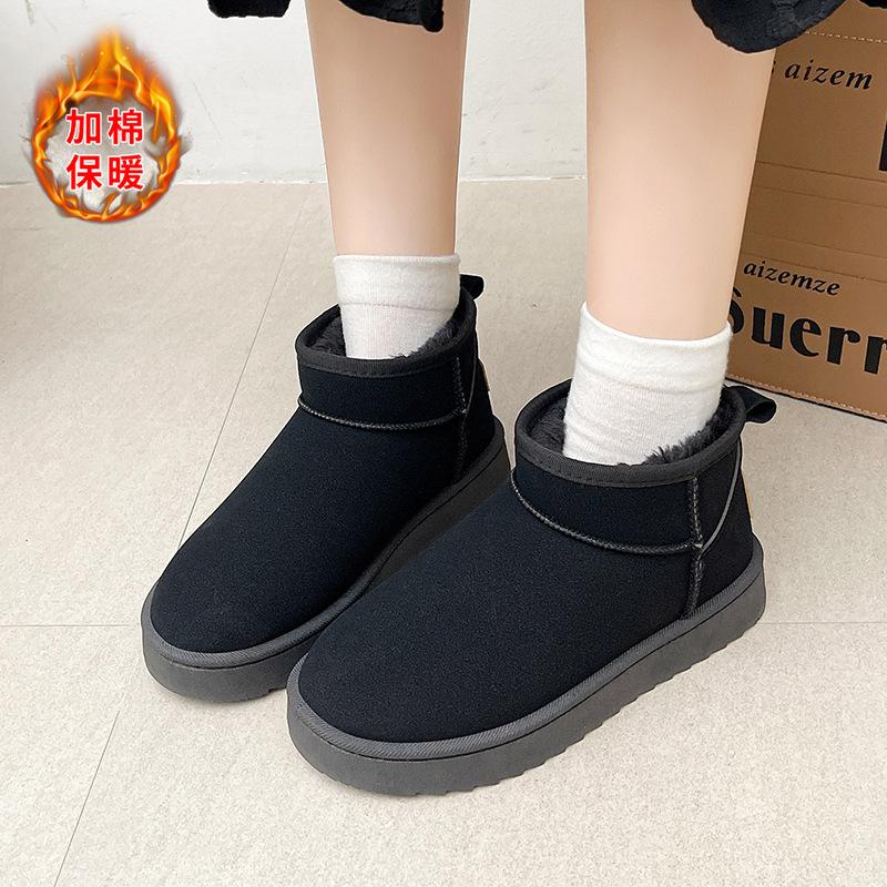 

Новые зимние женские ботинки 2025, зимние новые бархатные утолщенные теплые короткие ботинки, обувь из хлопка от интернет-знаменитости, водонепроницаемая 42 чёрный