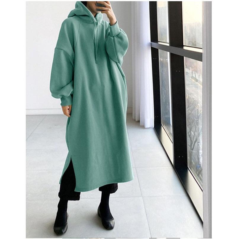 Fleece Lined Long Hoodies Women Autumn Winter Fashion Casual Solid Loose Long Sleeve Hood Pullover Tops Y2K Female Sweatshirts