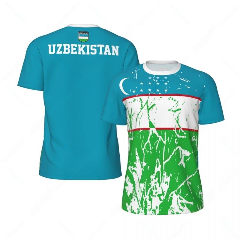 MDHAO xin nan zhuang  3D txu Mode Oezbekistan Vlag Grafische Voetbal T-shirts Zomer Trend 3D Nationaal Embleem Geprinte T-shirts Los Ademend Sport T-shirts 2XL