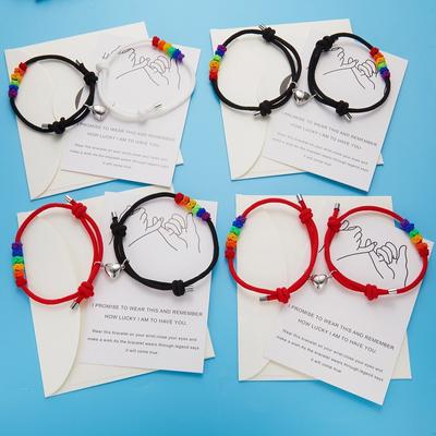 Magnet Couple Bracelets for Woman Men Romantic Heart Matching Lovers Natural Stone Beads Yoga Bracelet Valentine Gift