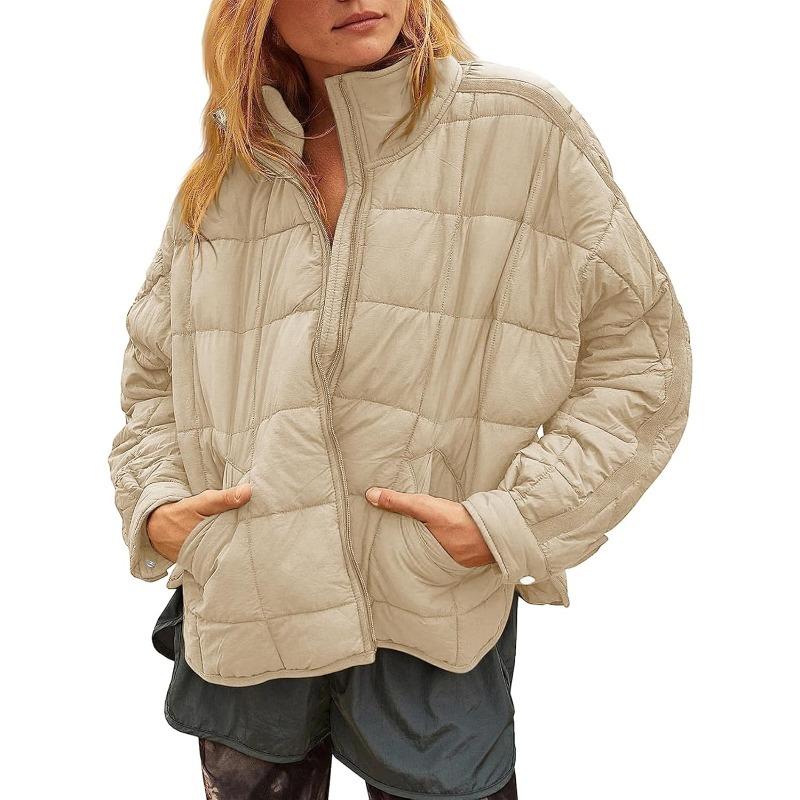 Women's Lightweight Down Coat Long Sleeve Full Zipper Oversized Packable Short Puffer Jackets