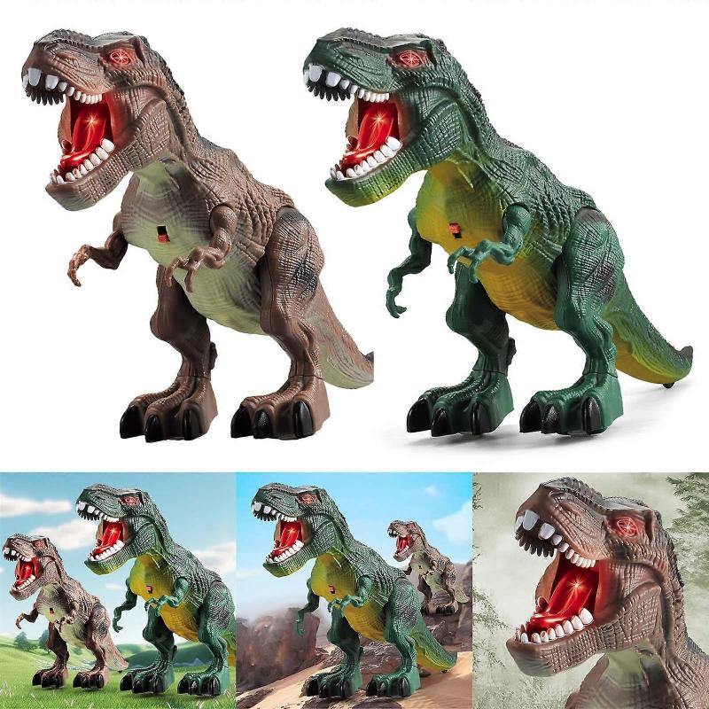 Cartoon Electronic Dinosaur Shape Walking Toy Children Interactive Educational Moving Infant Gift Doll with Sounds  brown