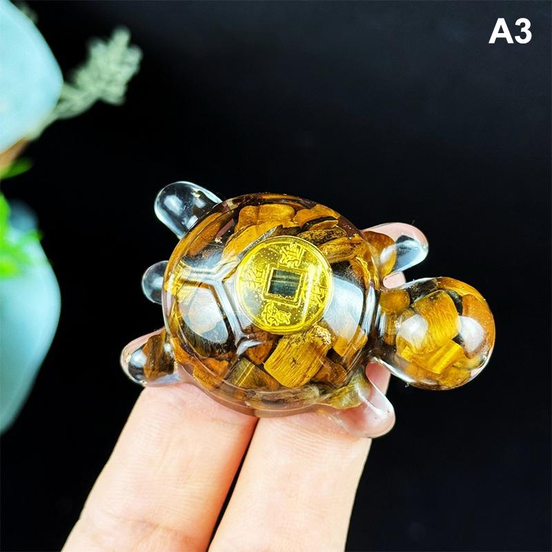 Money Turtle Statue Wealth-Attracting Feng Shui Good Luck Charm Crystal Resin Decorative Turtle Ornament Home Office Decor