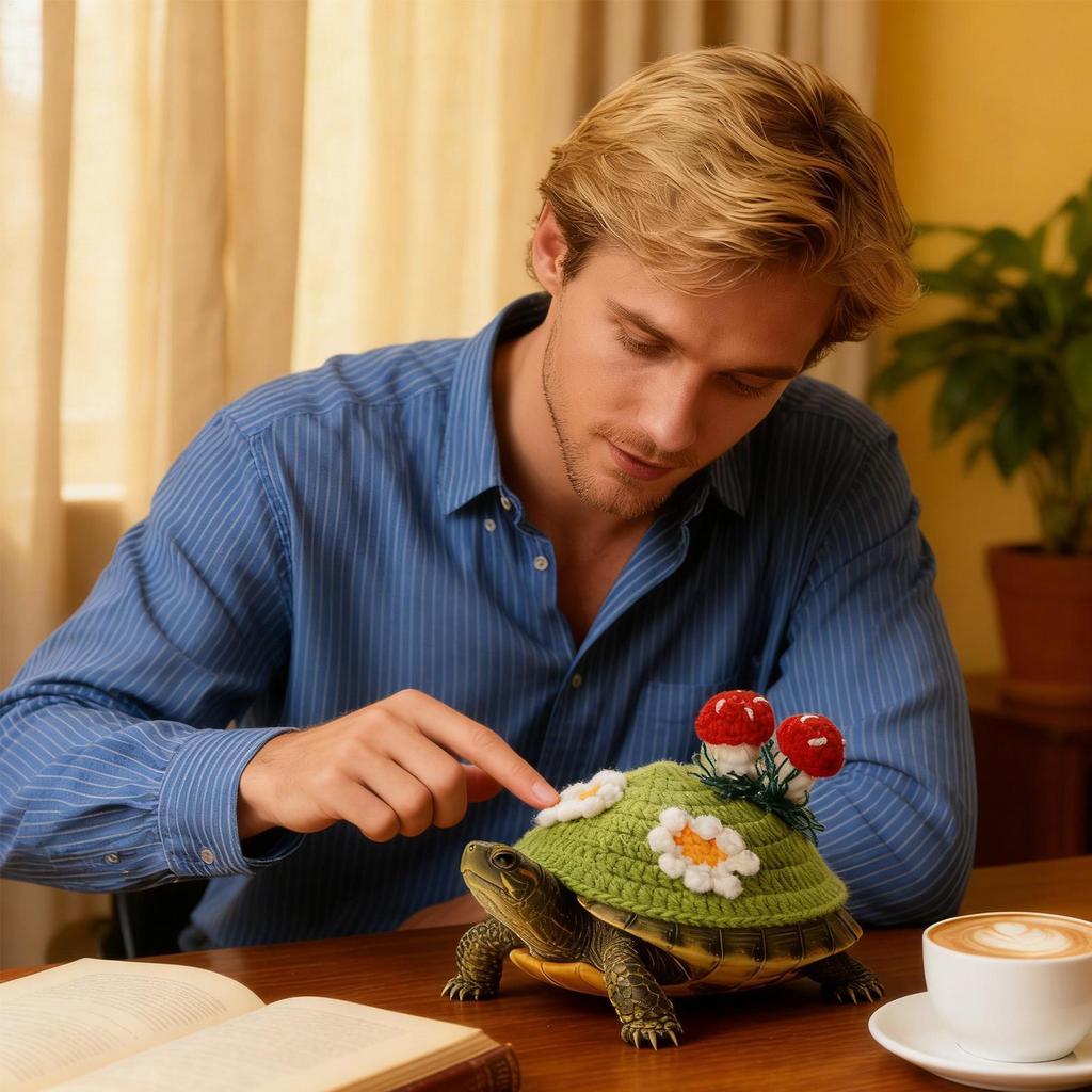 Tortoise Clothes Knitted Cute Adjustable Warm Knitted Tortoise Costume With Flower For Winter Cold Weather Outdoor Indoor
