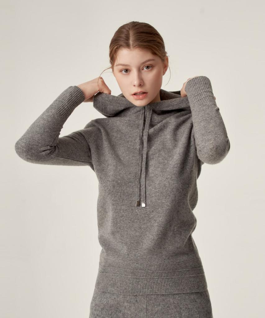 Easy Hooded Cashmere Blended Sweatshirt