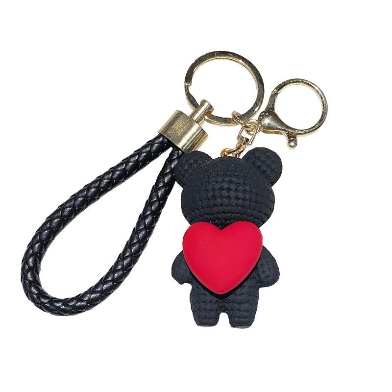 Cartoon Wool Love Woven Bear Pendant Car Key Chain High-End Schoolbag Accessories Couple Keychain