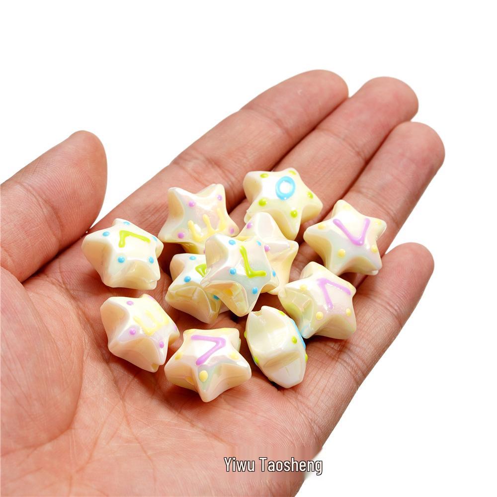 Acrylic Two-Color Gradient Hand-Painted Star Beads for DIY Jewelry and Phone Chains
