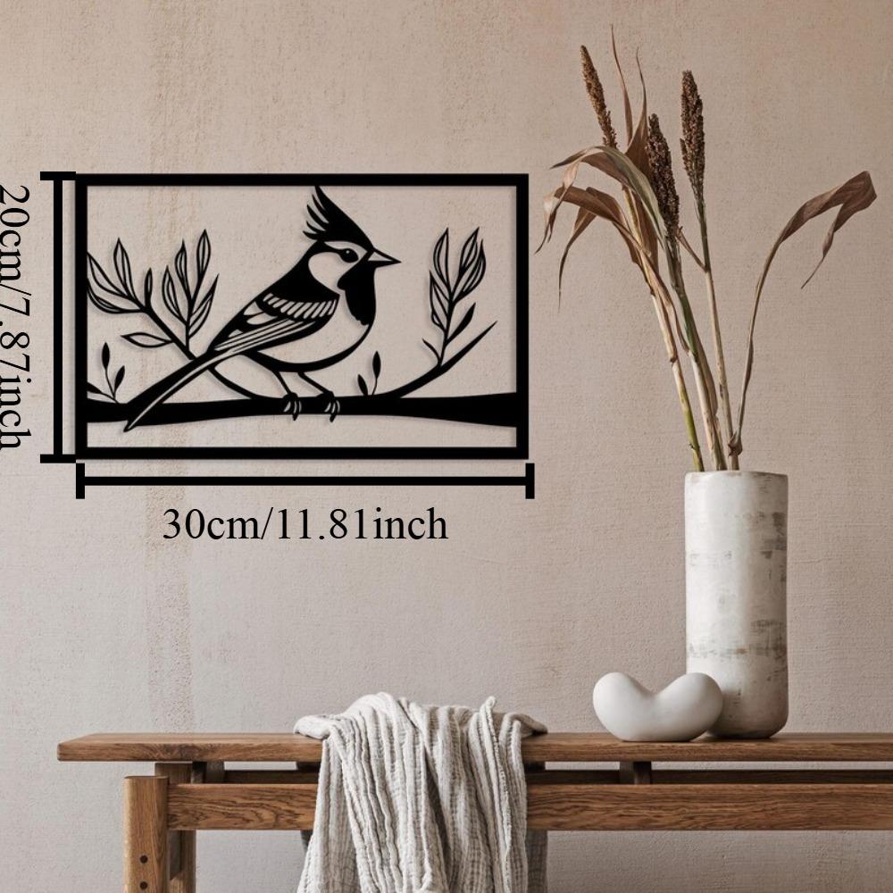 

3D Metal Bird Wall Art, Nature Inspired Branch Design, 3D Effect Home Decor, Black Finish Living Room Decoration 12in