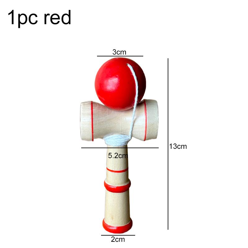 1pc Wooden Kendama Japanese Wrist Training Props Red / Blue Exercise Agility And Flexibility Portable Fitness Equipment TMZ