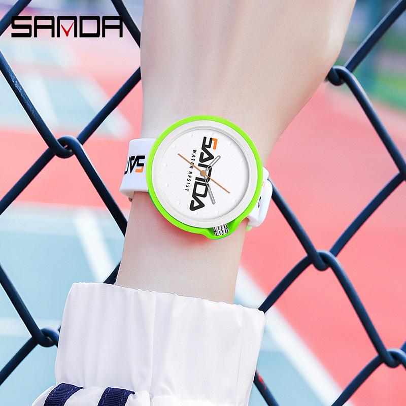 Sanda Stylish Korean-Style Waterproof Watch with Detachable Silicone Band for Men, Women, and Students