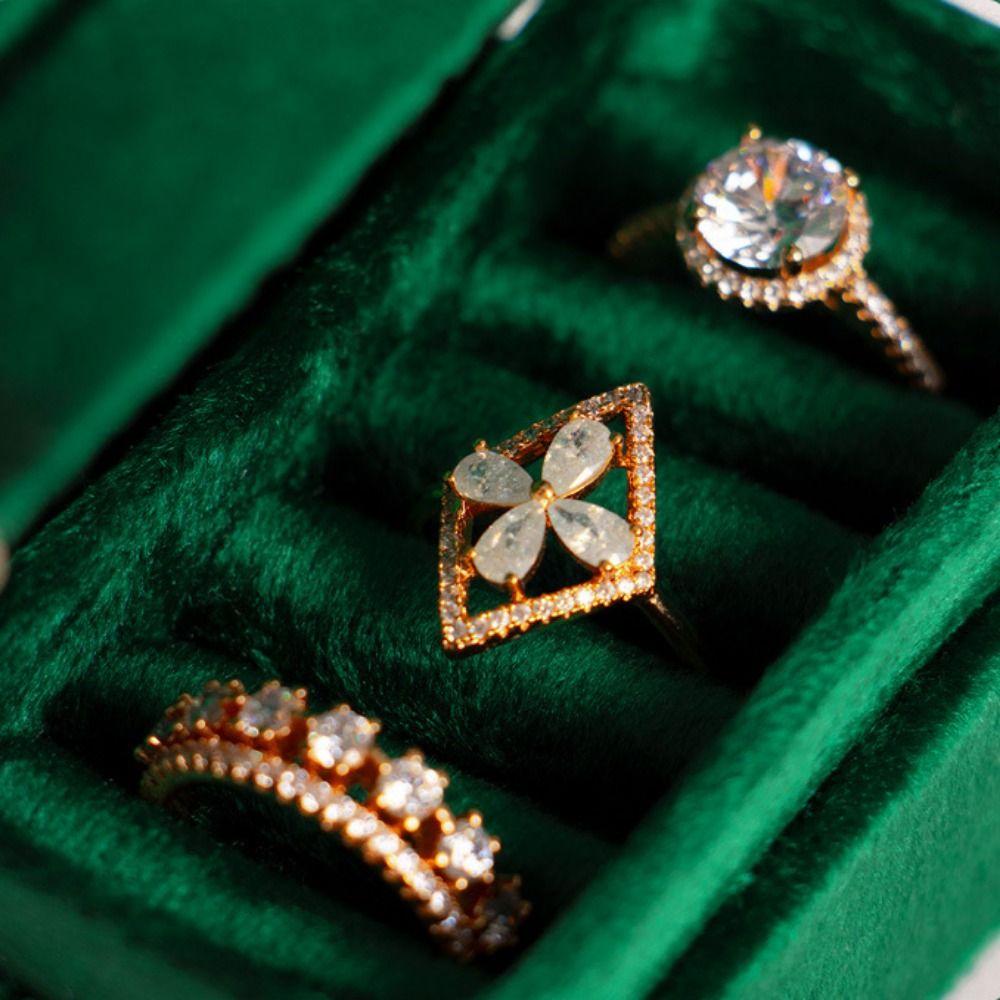 Square Rings Bearer Box Wedding Rings Display Case Multi-function Velvet Rings Holder Gifts