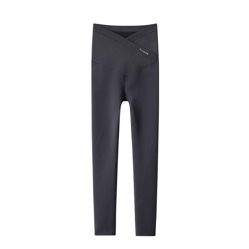 High-Waisted Fleece Lined Maternity Yoga Pants with Belly Support