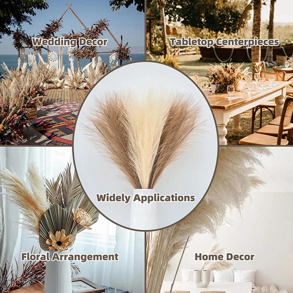 Runtow 10pcs Artificial Reed Grass ,55cm Fluffy Artificial Fake Flower Bulrush Reed Grass ,Pampas Grass Wedding Party Decor