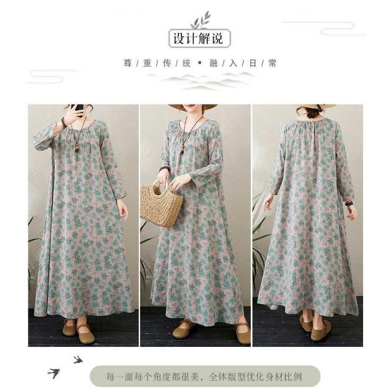 2025 New Round Neck Minimalist Long Sleeve Extra Long Dresses