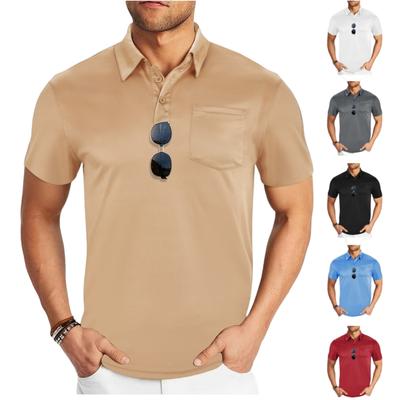 Men's Casual Button-down Collar Plain-colored Short-sleeved Shirt - Men's Golf Sport Breathable Top