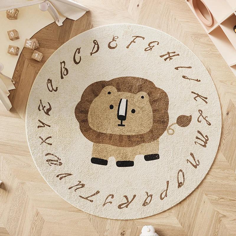 Girly Style Living Room Decoration Plush Carpet Cartoon Children's Room Round Rug Fluffy Soft Rugs for Bedroom Home Thick Mat