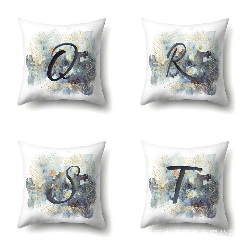 Polyester Pillowcase Home Car Decoration Printing Pillowcase 26 English Letters Sofa Cushion Cover