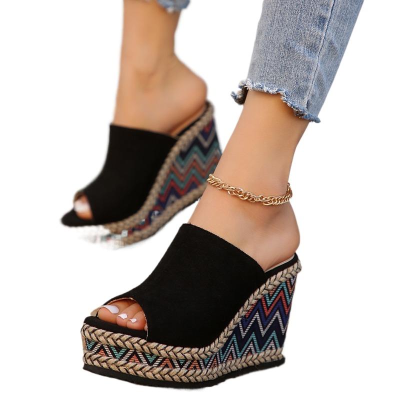 Boty Dámské 2024 Nadměrná Velikost Peep Toe Dámské Pantofle Volnočasové Šaty Sandály Dámské Platforma Klínky Venkovní Pantofle Dámské Zapatos