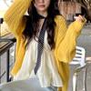 Spring and Autumn V Neck Loose Knitted Cardigan Women's Sweater Sweet Fashion Casual Elegant Office Simple Coat Solid Color Clothing