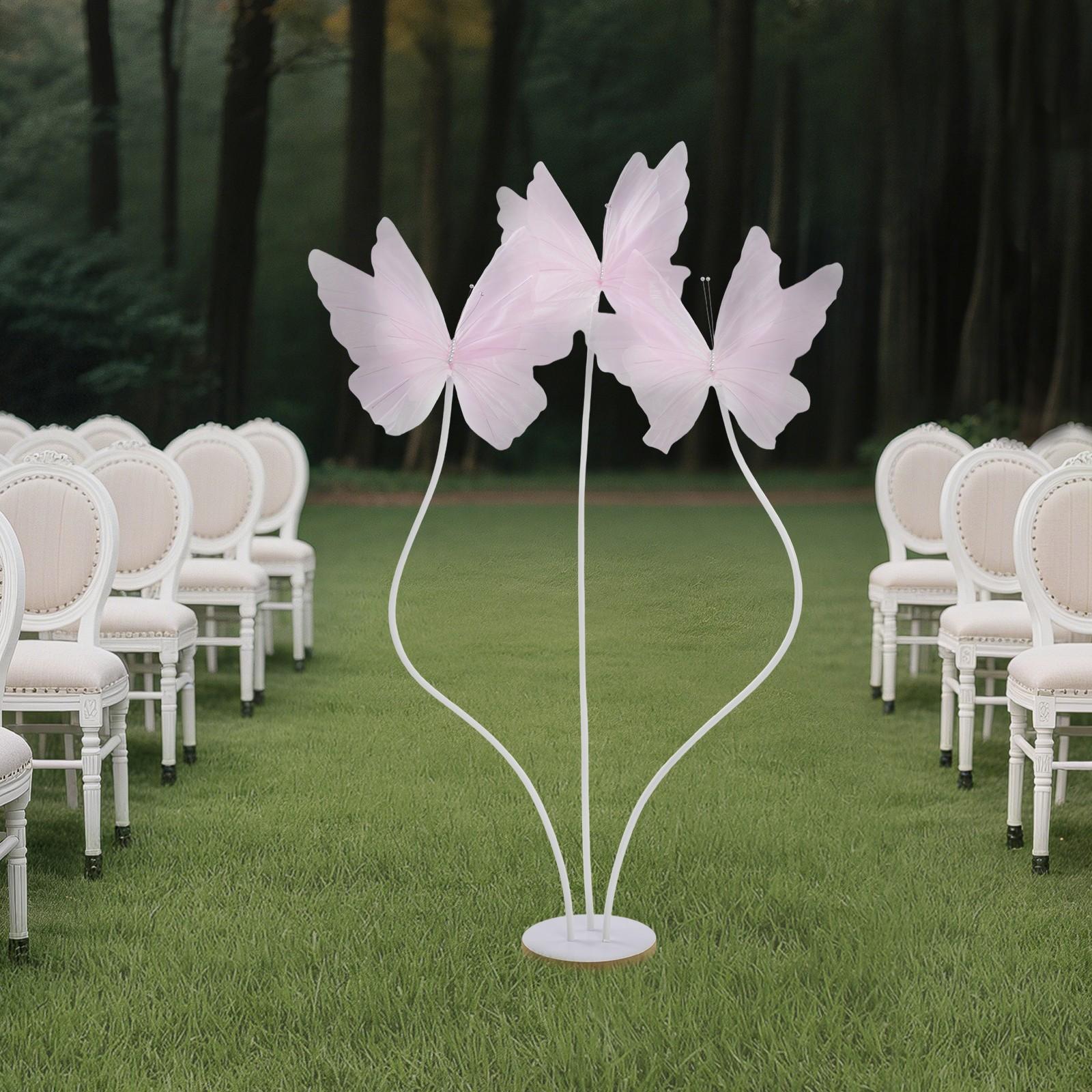 

3-Head Realistic Butterfly Decorations, 3D Artificial Butterflies for Wedding Party Decor, Lifelike Design with Delicate Wings розовый