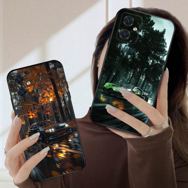 A car in the rain For Motorola Moto G 04 G05 G14 15 24 34 35 54 55 75 84 85 Edge 40 50 Fusion 60 Fusion silicone soft phone case