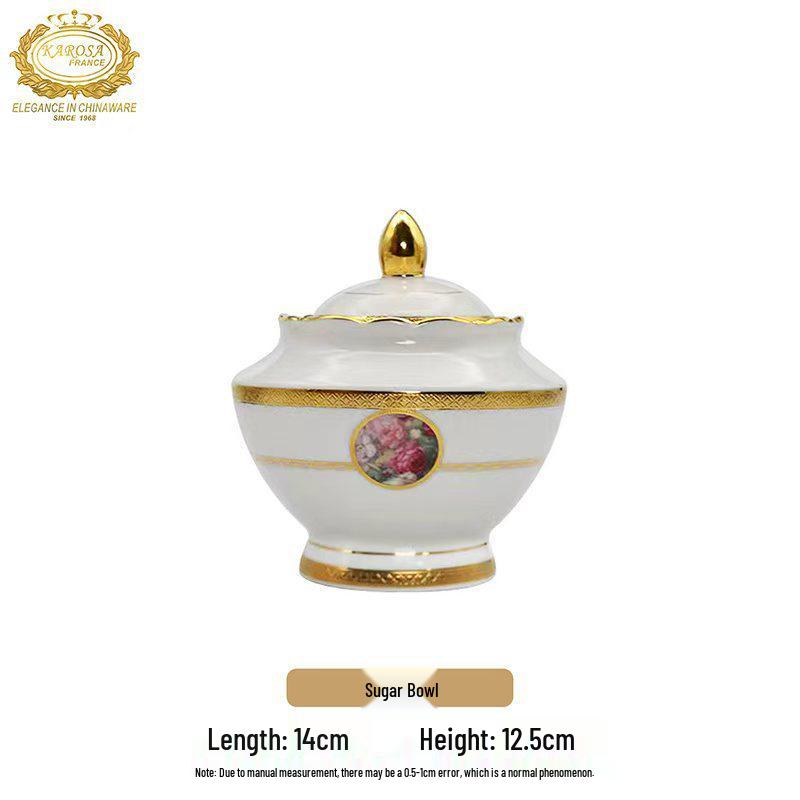 Karosa European Exquisite Ceramic Coffee Set with Gold Rim Bone China Cups and Saucers