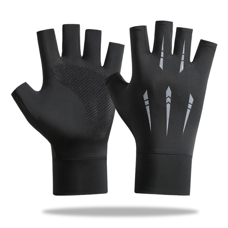 Mens UV Protection Half-Finger Cooling Gloves Cycling Driving Fishing Outdoor Use