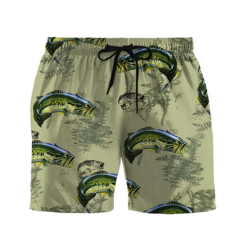 Vintage Fish Fishing Graphic Shorts For Men Kids Outdoor Sport Quick Drying Short Pants Summer Casual Daily Y2k Men Beach Shorts