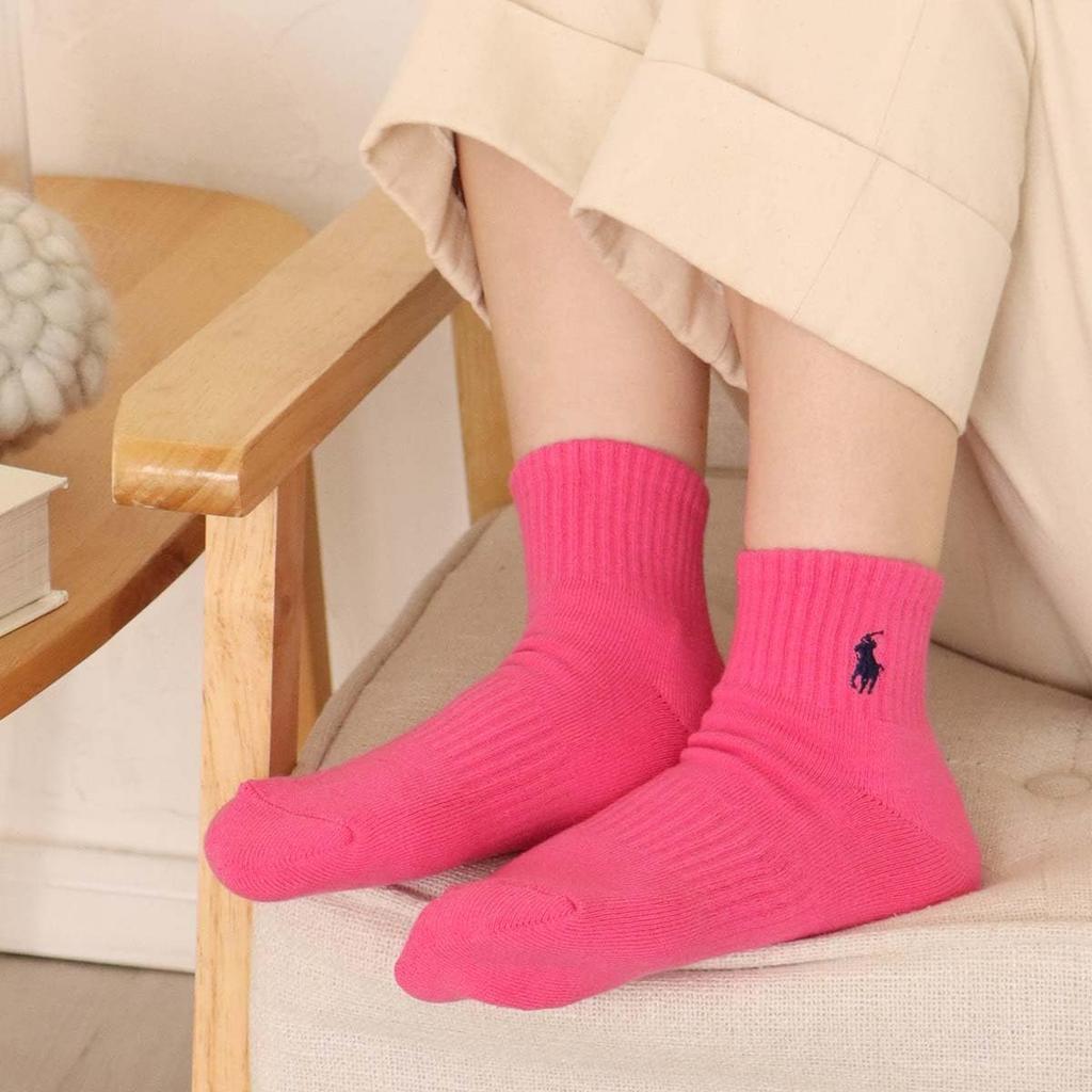 POLO RALPH LAUREN Unisex Short Socks 3-Pair Set Sole Pile Arch Support 27-29cm White Blue Iron Blue