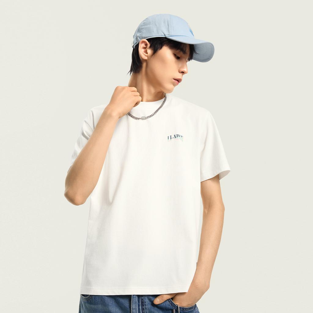 Li-Ning Round Neck Logo Letter Stitching T-Shirt Men tops AHSW275-1