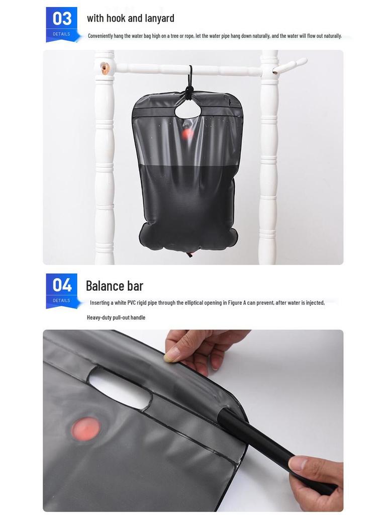 20L Solar Shower Bag for Camping - Outdoor Water Bag