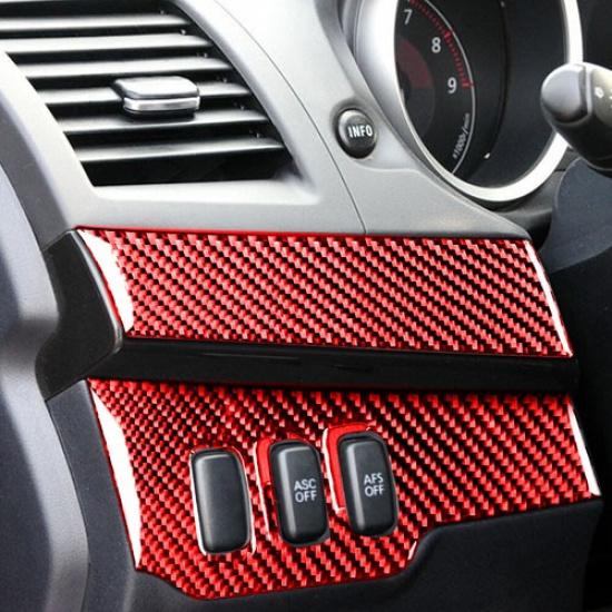 2Pcs Red Carbon Fiber Driver Side Dashboard Cover Trim For Mitsubishi Lancer