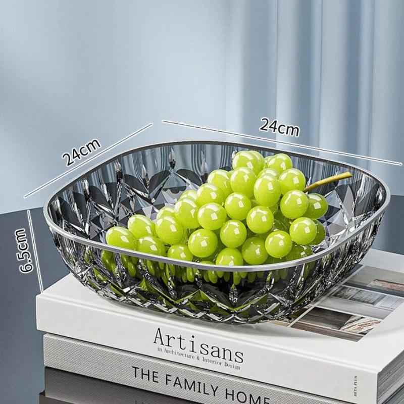 Gold Rim Crystal Fruit Bowl Diamond Cut Texture Shatter Resistant Food Safe Dish for Wedding Party Home Decor Use