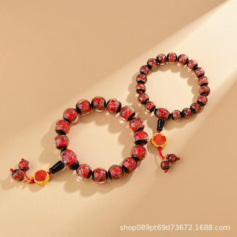 Handmade Beaded Bracelet With Pixiu Charm Lucky Amulet Women Men Vintage Style 20 Beads