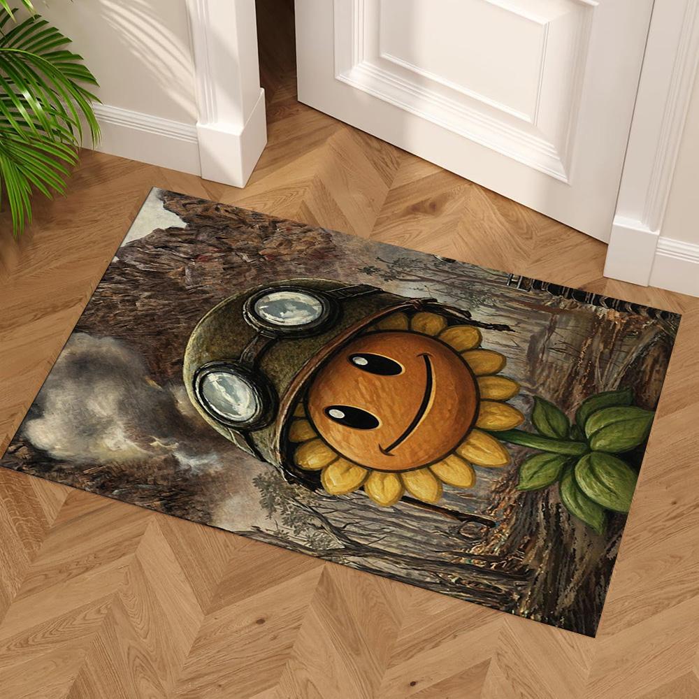 Plants Vs. Zombies Floor Mat Suitable for Decorate Room Study Room Balcony Bedrooms Anti-slip Rug Anime Office Decor