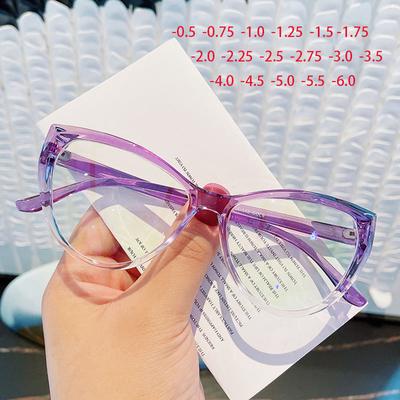 Retra Cat Eye Frame Clear Lens Glasses Simple Myopia Nerd Spectacles Degree -0.5 -1.0 -2.0 -3.0 -4.0 To -6.0