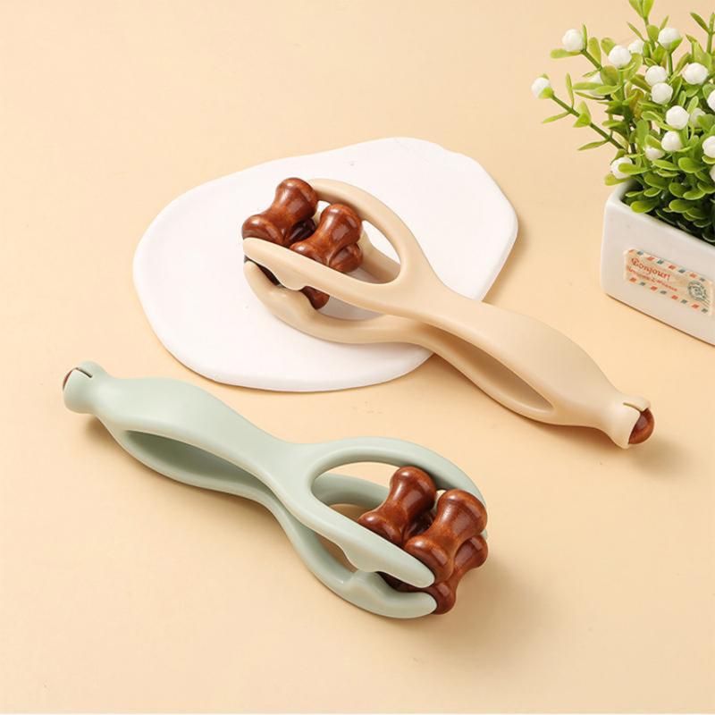 Role de Masaj pentru Degete din Lemn Masiv cu Role la 360 de Grade Design cu Clips Masajor pentru Degete Baton Acupunctură pentru Ameliorarea Meridianelor Mâinii