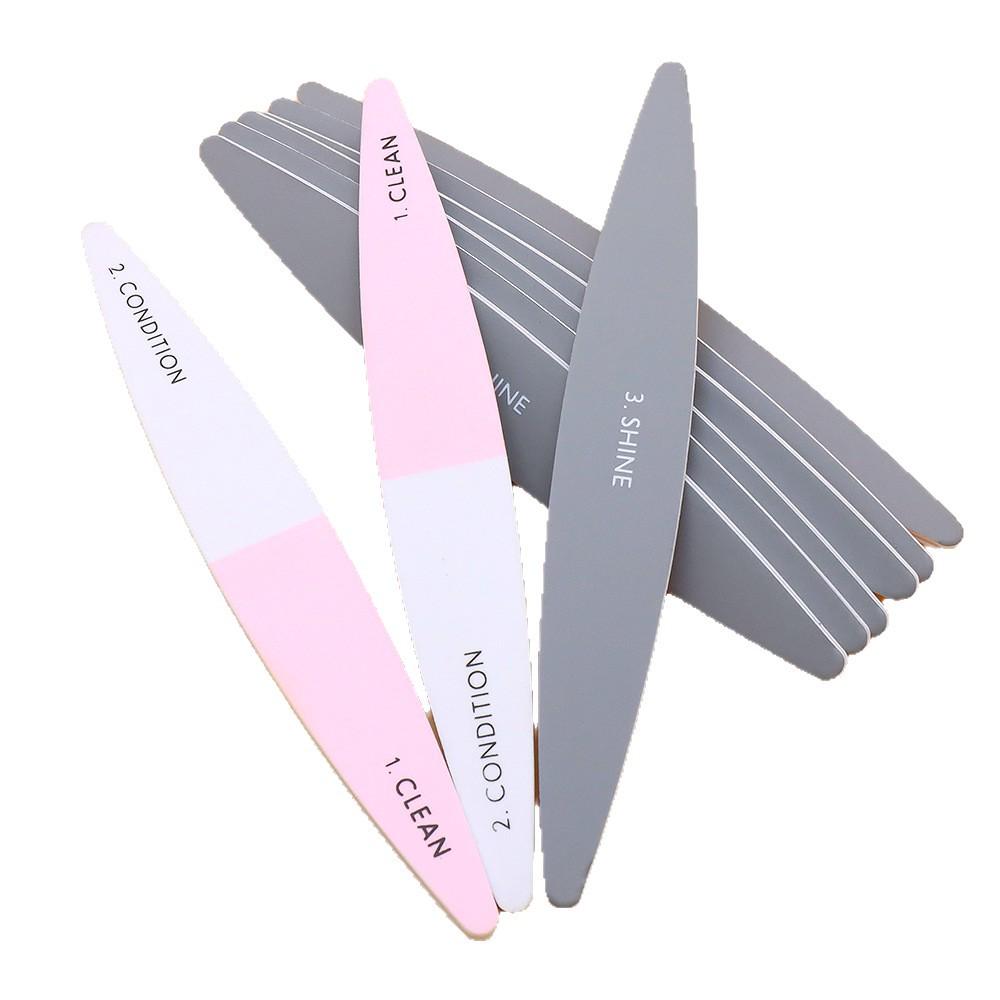 Three-Sided Nail File: White & Gray, Washable, Wear-Resistant, Thin Polishing Strip for Nail Art.