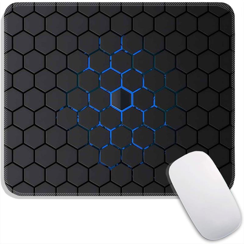 Geometric Standard Anime Mouse Pad Hexagon Edge Stitched Small Gaming Mousepad Travel Mouse Mat Non-Slip Office Mousemats
