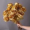 1pc Silk Rose Simulated Rose Bouquet DIY Floral Materials Realistic Artificial Flowers Gold Soft Wedding Bouquet