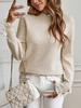 Autumn and Winter New Fashion Woman Sweater Half High Neck Loose Lace Patchwork Knit Top