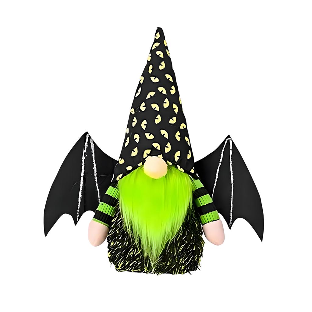 Bat Gnome Halloween Home Decor W/ Bat Wing Halloween Gnome Doll Halloween Dwarfs Plush Decor for Bedroom and Garden Decoration