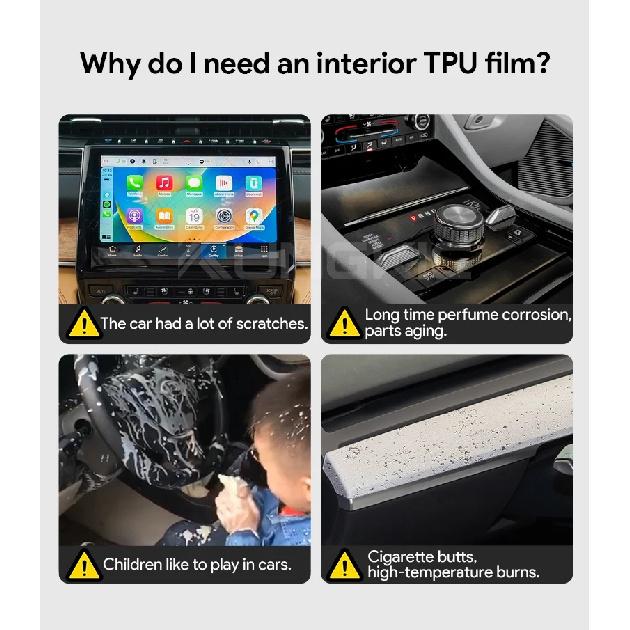 for Jeep Grand Cherokee 2021 2022 2023 2024 Interior TPU Anti-scratch Film Center Console Navigation Panel Protection Sticker