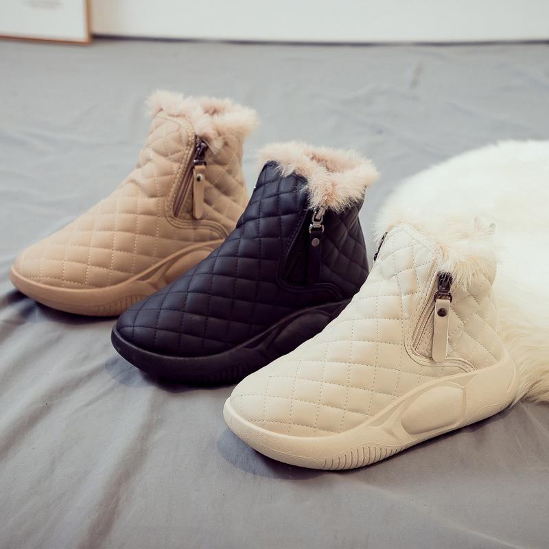 High-top Cotton Shoes Winter Velvet Thickened Warm Snow Boots Women's Versatile New Cotton Boots Large Cotton Women's Shoes Winter